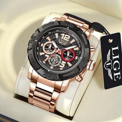 Relogio Masculino LIGE Sport Men Watch Montre Homme de Luxe de Marque Supérieure à Quartz Montre-Bracelet Homme Tendance Militaire Étanche Chronographe Horloge Masculine