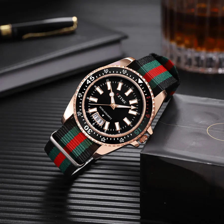 Nouvelle montre de calendrier à bracelet en nylon pour homme, luxueuse et simple montre à quartz de nuit pour hommes et femmes d'affaires