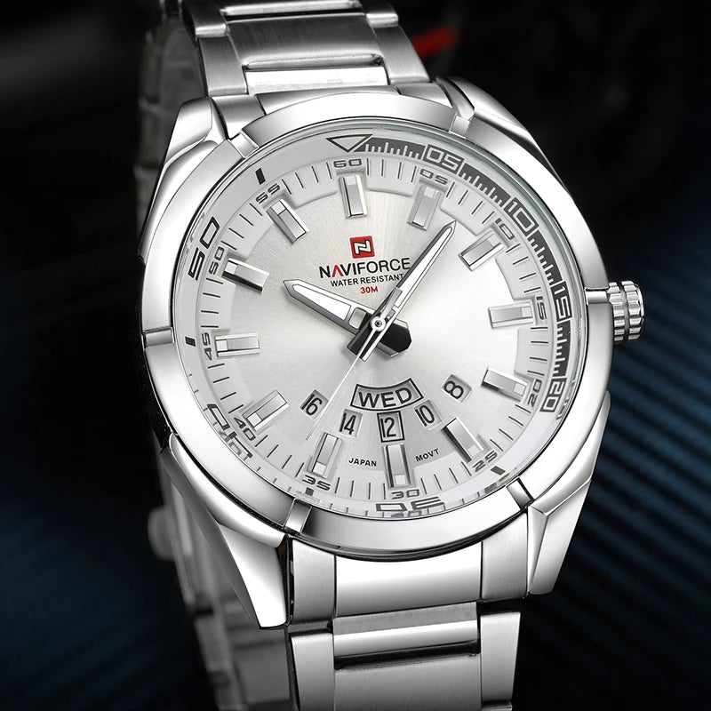 Montres Hommes NAVIFORCE, en Acier, Étanche, Quartz, Date, Montre-Bracelet de Luxe pour Homme de Marque Supérieure, relogio masculino