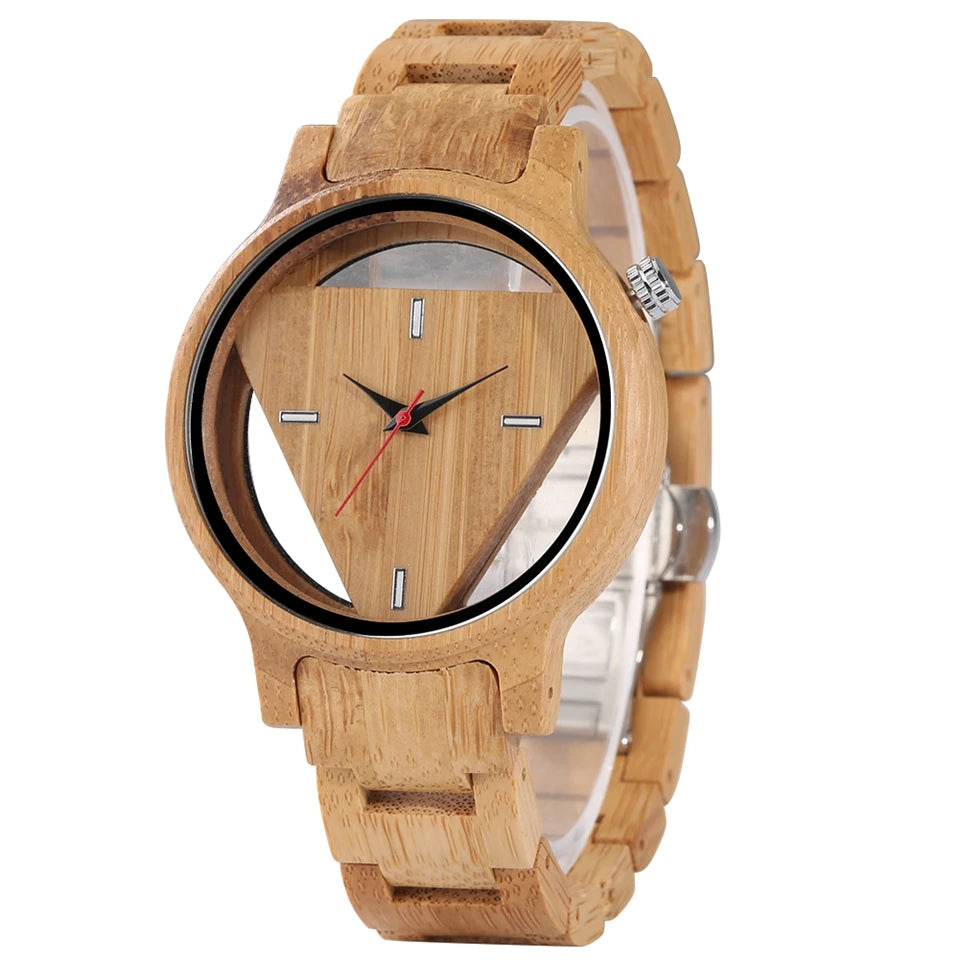 Bobo Bird Montres géométriques superbes montre-bracelet à quartz en bois inversé en bambou pour homme