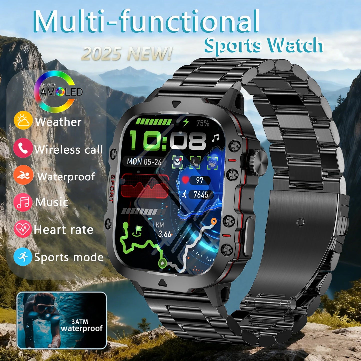 2026 Nouvelle montre connectée NFC pour femmes, 1,96 pouces, avec tension artérielle, fréquence cardiaque, appel Bluetooth, santé féminine, pour Android IOS