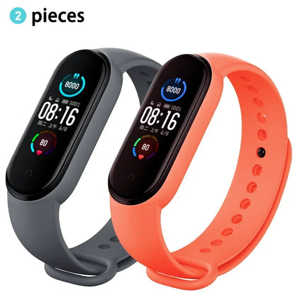 2PCS Watch Strap For Xiaomi Mi Band 7 6 5 4 3 Wristband Silicone Bracelet Wrist Straps MiBand 3/4 band6 Smartwatch Accessories