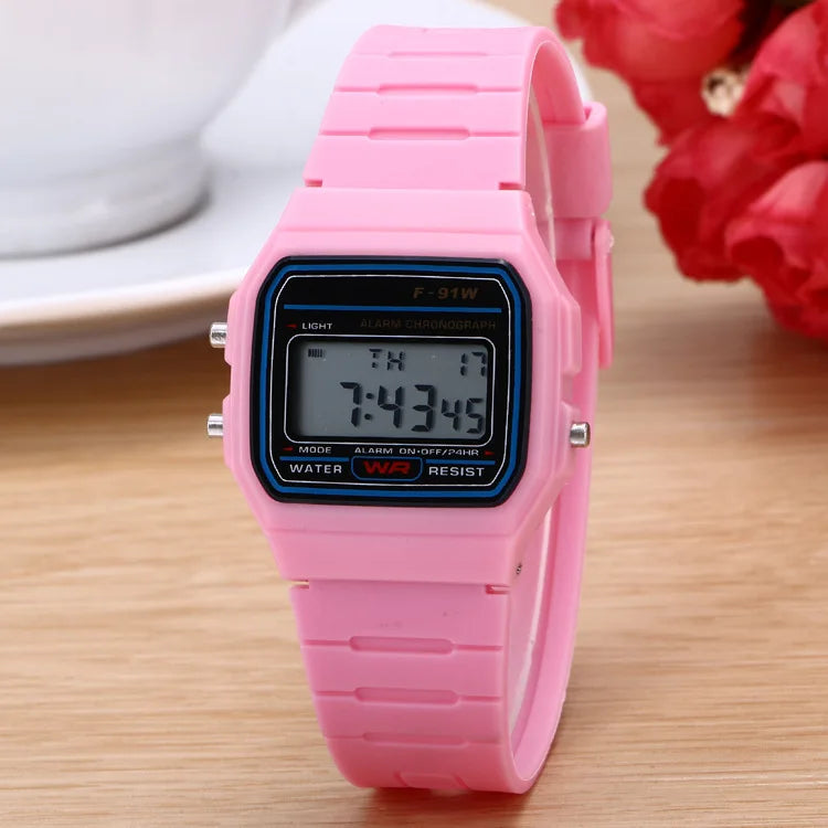 Montres sportives en or rose pour enfants et femmes, affichage numérique électronique, réveil rétro, relogio masculino, reloj