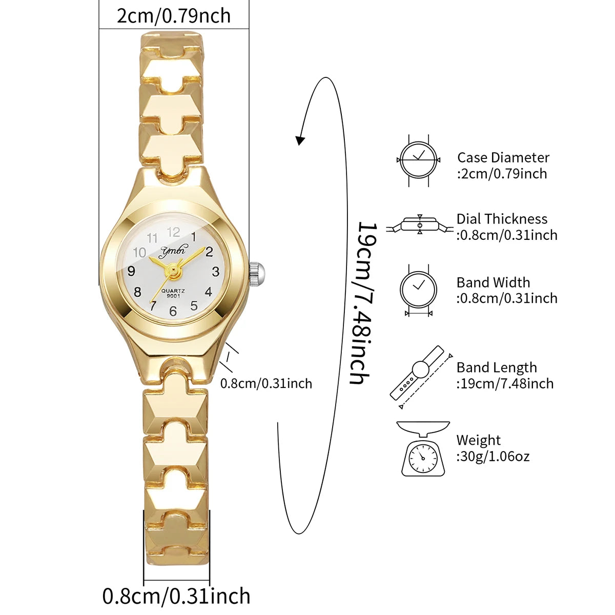 Montres élégantes pour femmes à petit cadran arabe, bracelet fin, montre-bracelet à quartz pour dames Reloj Mujer, cadeau horloge pour filles (sans boîte)