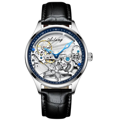 AILANG NEW Skeleton Automatic Movement Watch For Men Mechanical Luxury Black Steel Watches Mens Horloge Tourbillon 2023