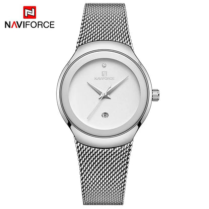 NAVIFORCE NF5004 Green Mesh Steel Date Analog Watch