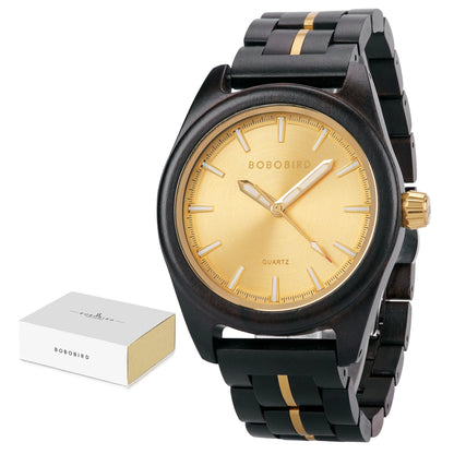 Montre à Quartz de Luxe en Bois BOBO BIRD pour Hommes, Design Original, Montre-Bracelet en Bois Faite à la Main, Écologique, Cadeau Unique pour Hommes 2025 Nouveau