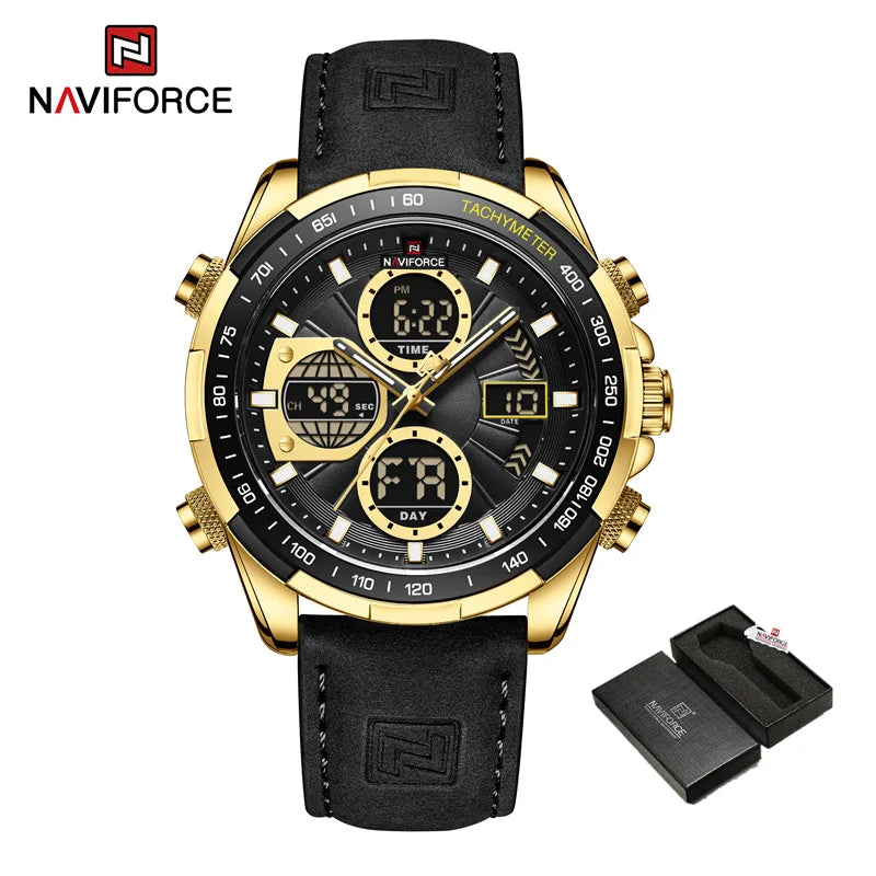 Montre Militaire NAVIFORCE pour Homme Chronographe Multifonction Sport Étanche 3ATM avec Alarme Affichage Jour et Date Cadeaux pour Hommes Horloge