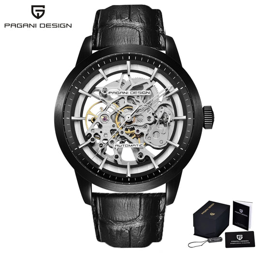 ChronoState Royal Eclipse Luxury Skeleton Automatic Watch with Blue Leather Strap