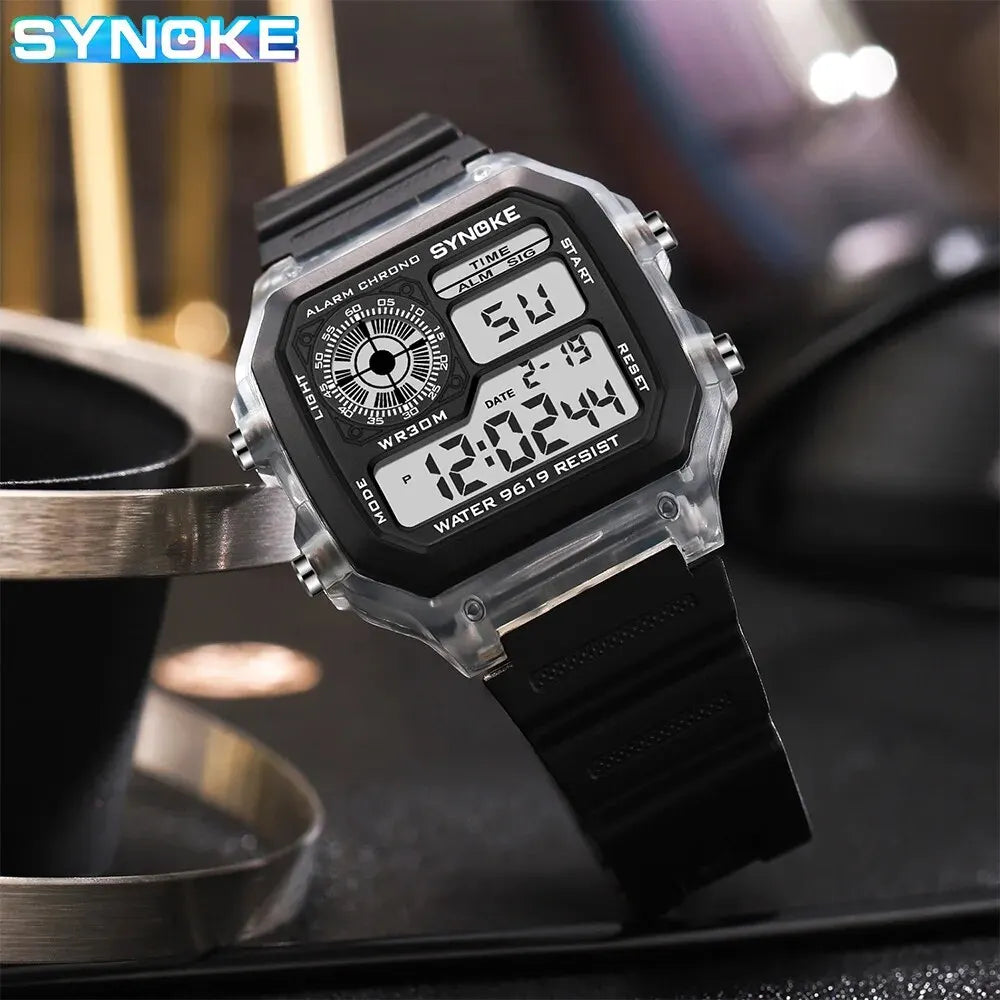 SYNOKE Montres Digitales Hommes Sport Lumineuses Multifonction Étanche Femmes Montre-Bracelet Extérieure et Course Étudiant Sept Lumières