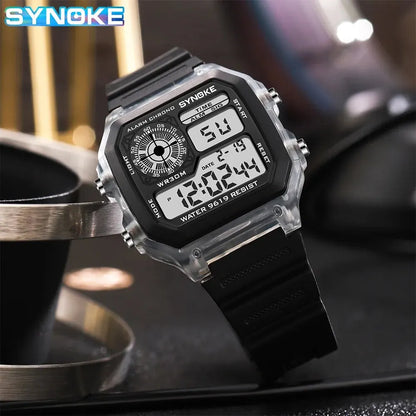 SYNOKE Montres Digitales Hommes Sport Lumineuses Multifonction Étanche Femmes Montre-Bracelet Extérieure et Course Étudiant Sept Lumières