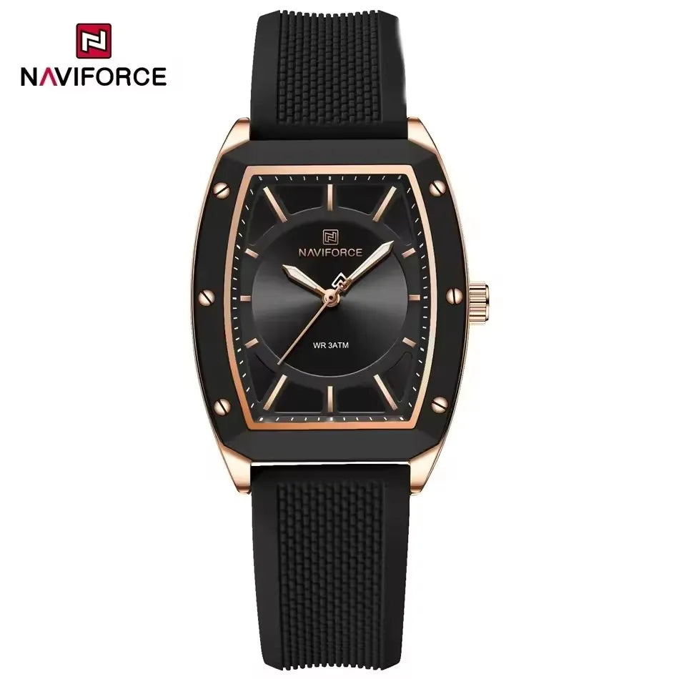 NAVIFORCE 5049 Montre-bracelet à quartz tendance pour femme, décontractée, lumineuse, étanche, bracelet en silicone, montres élégantes pour femme d'affaires
