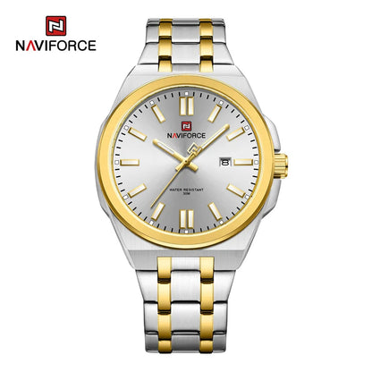 Montre à quartz NAVIFORCE pour hommes, de luxe, pour affaires, lumineuse, en acier inoxydable, étanche, calendrier, montre-bracelet, Reloj Hombre