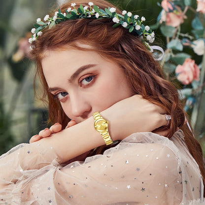 LIEBIG Fashion Golden Luminous Dispaly Quartz Watches Girl Luxury Full Steel Strap Waterproof Wristwatch Woman Clock Reloj Hombr