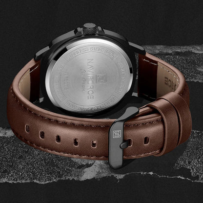 Montres à quartz de mode NAVIFORCE pour hommes, étanches 3ATM, affichage lumineux, cadran boussole classique, bracelet respirant en PU