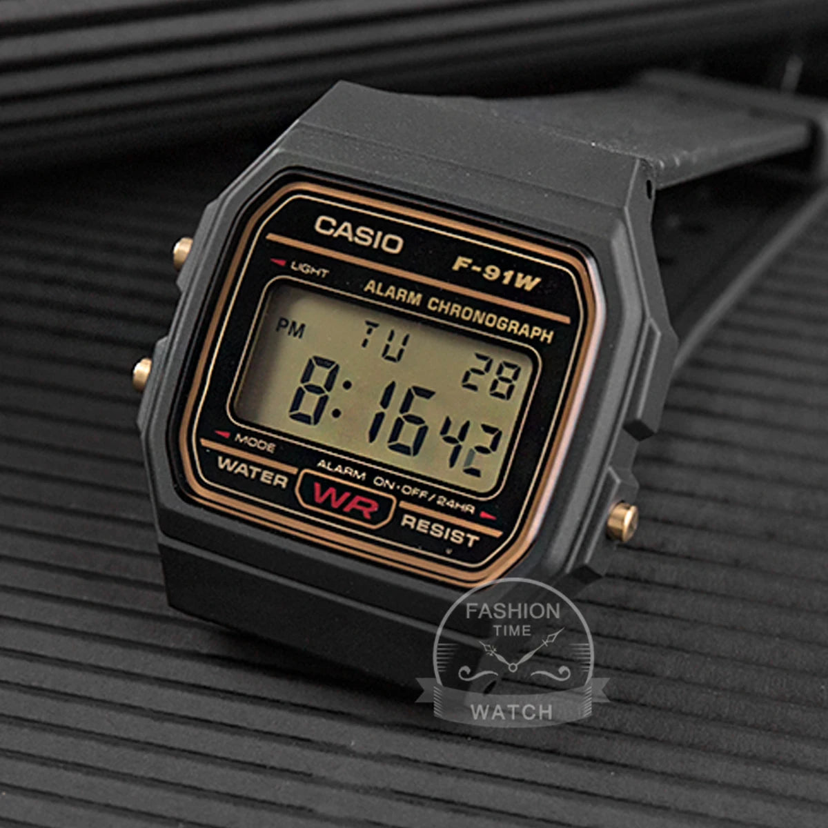 Casio F-91WG-9V retro digital watch with classic square case