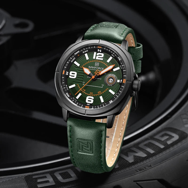 NAVIFORCE 2025 NF8078 Genuine Leather Shockproof Watch