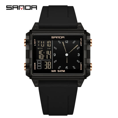SANDA Luxury Brand Digital Watch for Men Women Square Dial Sport Waterproof Watches Man LED Pointer Display Relogios Masculino