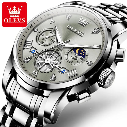 OLEVS 2856 Classic Multifunctional Flywheel Chronograph Moon Phase