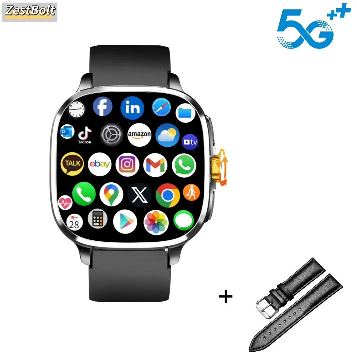 Montre connectée S99, version globale Android 13.0, écran AMOLED 2,4 pouces, insertion carte SIM, GPS, WIFI, caméra rotative à 190°, jeux