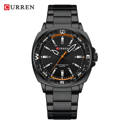 CURREN 8455 Montre à quartz de mode pour hommes Montre-bracelet de luxe étanche en acier inoxydable avec veilleuse reloj hombre