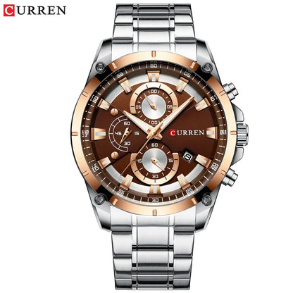 Montre-bracelet homme à quartz CURREN 8360, étanche, de style professionnel, minimaliste, en acier inoxydable, multifonction, six aiguilles, avec calendrier