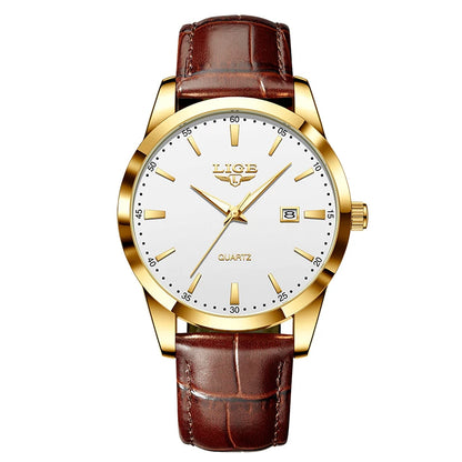 Montre LIGE Bracelet en cuir Mode Montres Homme Quartz Militaire Montres-bracelets