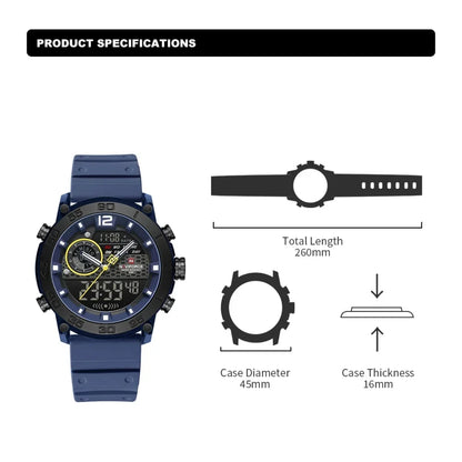 NAVIFORCE Nouvelle Montre-bracelet de Sport Multifonctionnelle pour Hommes, Légère, à Quartz, avec Chronomètre, Double Affichage de l'Heure et Lumière Nocturne, pour Garçons