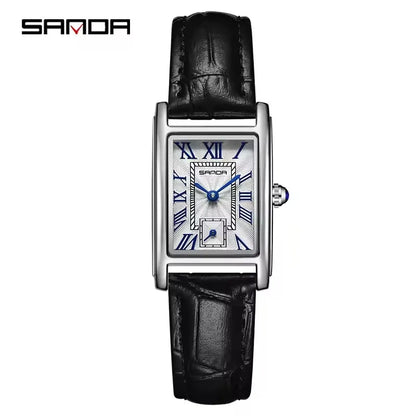 SANDA 1116 New Fashion 2025 Elegant Design Rectangle Dial Water Resistant Quartz Movement Business Women Analog Wrist Watch часы