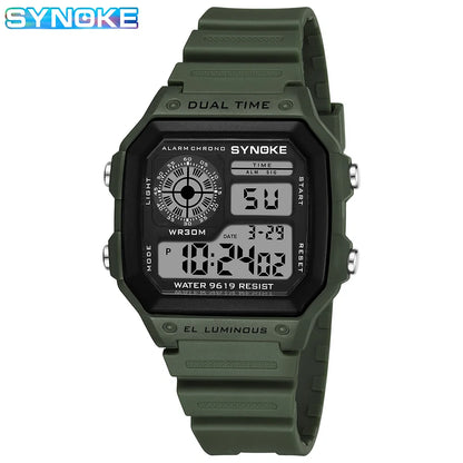 Montres numériques Hommes Sports Lumineuses Multifonction Étanche Femmes Montre-bracelet Extérieur et Course Étudiant Sept Lumières Synoke