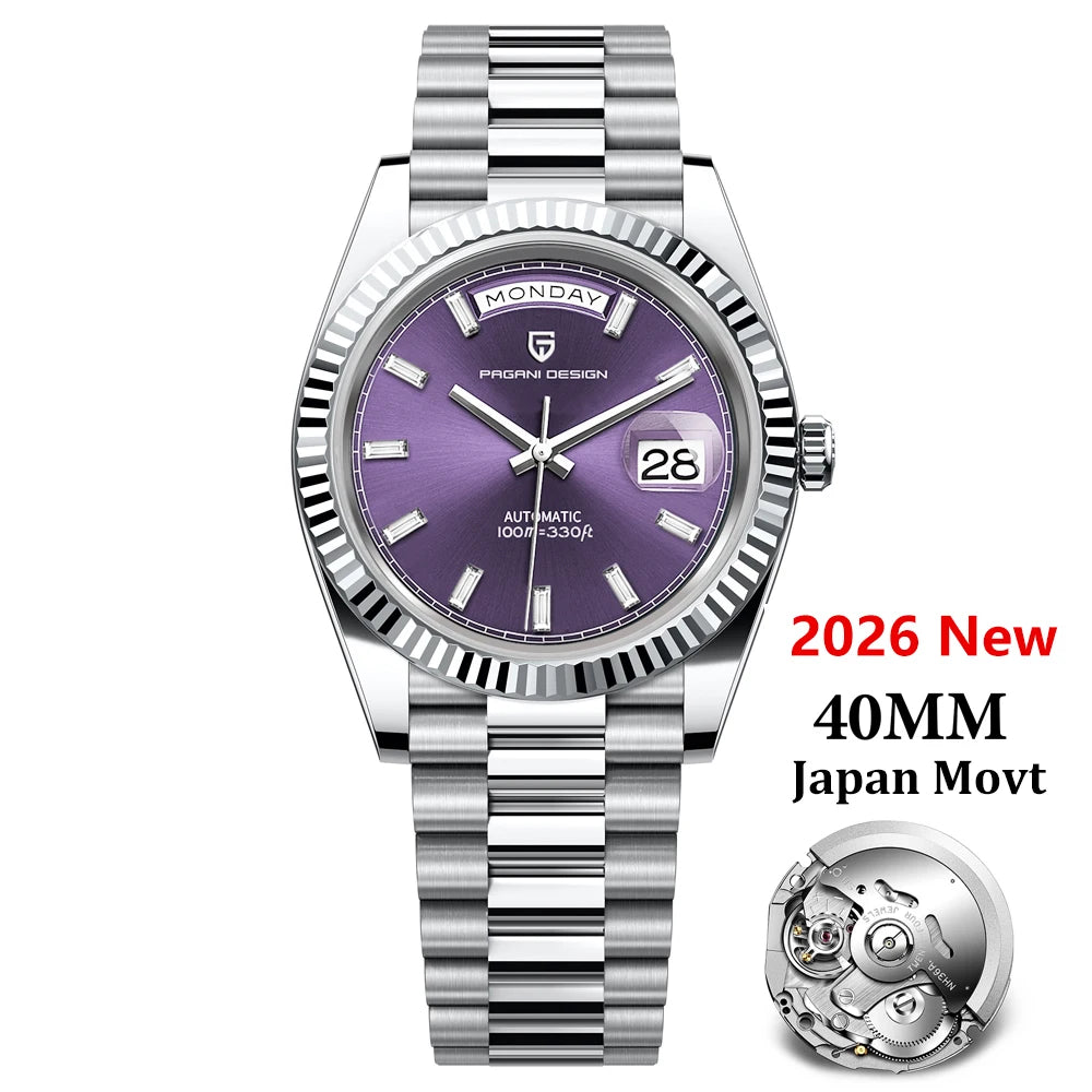 PAGANI DESIGN Montres Hommes DD40 Or Blanc Luxe Montre Automatique Hommes TMI NH36A Date Semaine Montres Mécaniques Pour Hommes Nouveauté 2026