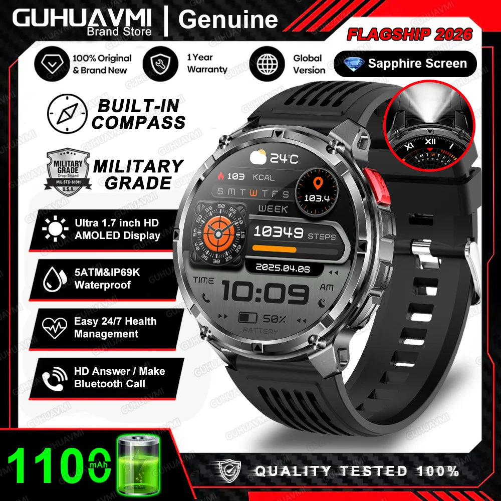 Montre connectée 2026 New T-Rex3 Pro 1100mAh Batterie GPS 5ATM Étanche Sport Course Extérieur Boussole Militaire