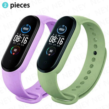 2PCS Watch Strap For Xiaomi Mi Band 7 6 5 4 3 Wristband Silicone Bracelet Wrist Straps MiBand 3/4 band6 Smartwatch Accessories