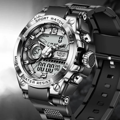 LIGE Digital Military LED Chronograph Watch 50m 24cm