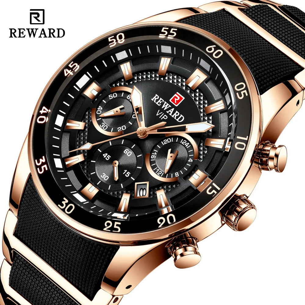 REWARD Big Dial Chronograph Automatic Date Watch
