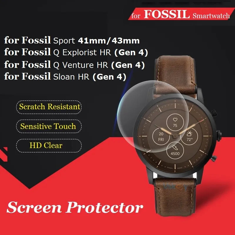 5PCS Screen Protector for Fossil Gen 4 Q Explorist HR / Q Venture HR / Sloan HR Smart Watch Tempered Glass Protective Film