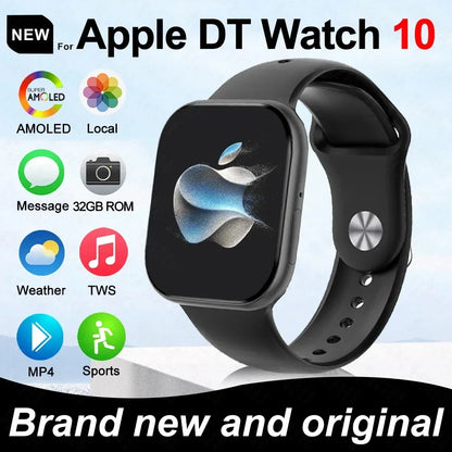 2025 Nouvelle montre connectée originale pour Apple DT Watch 10 Homme AMOLED 4 Go Mémoire Musique 3D Surround Appel BT Étanche Montre intelligente Femme