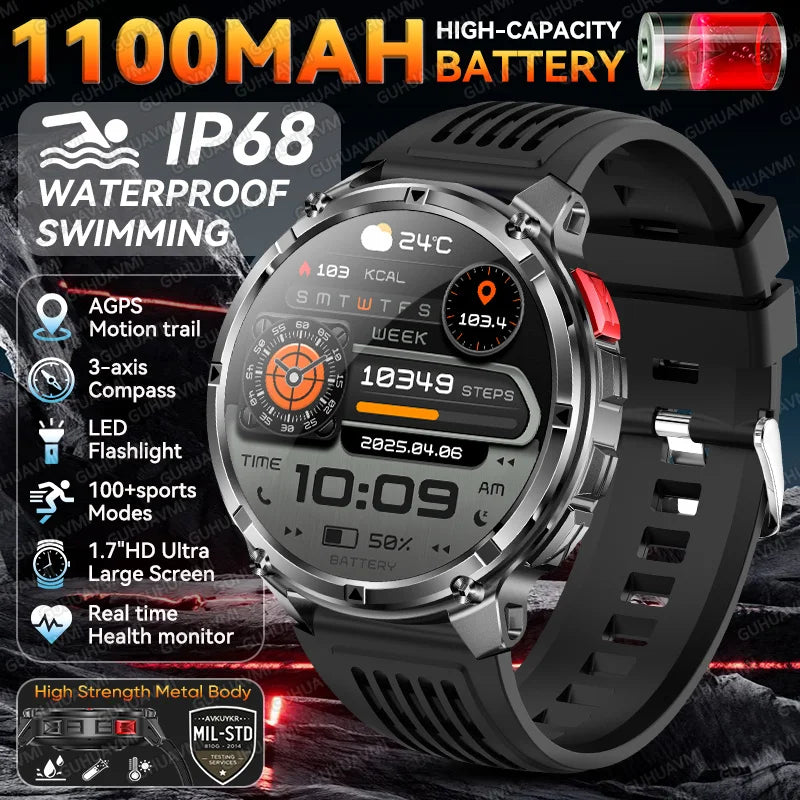 2026 New T-Rex3 Ultra 1100mAh Super Capacity Battery Adult Men Smart Watch 1.7" Large Screen Call 5ATM Waterproof Sports Watches