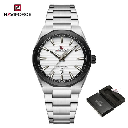 NAVIFORCE Montre-bracelet à quartz étanche Mode Point lumineux Homme Affichage de la date Montre de sport Montres pour homme Relogio Masculino