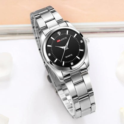 Montre de luxe pour femme 29mm à la mode en acier inoxydable avec strass rose minimaliste, horloge pour fille, montres-bracelets de voyage pour femme