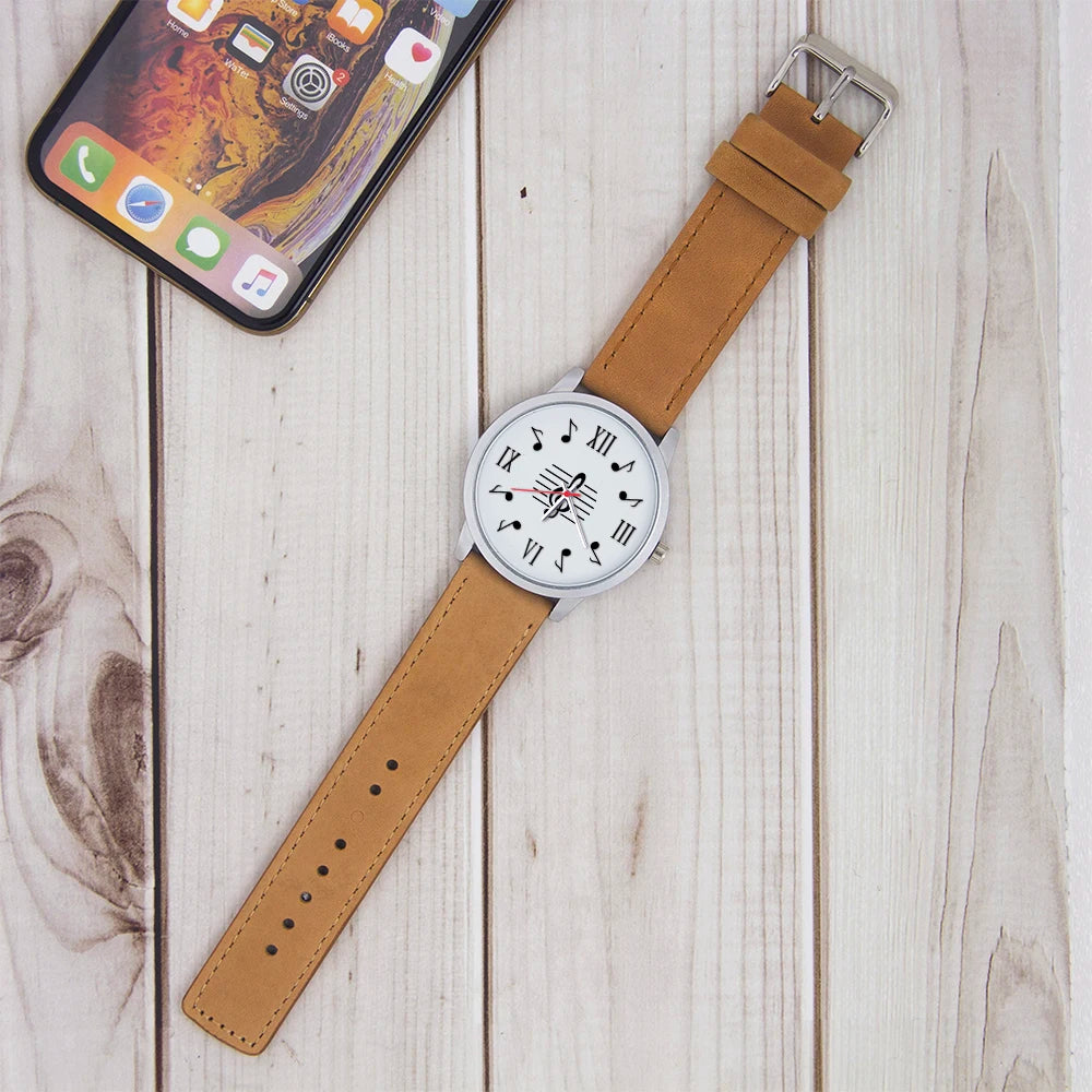 Montres-bracelets à quartz à symbole, Souvenir, Livraison gratuite, Montre-bracelet en or rose pour homme, Cadeau d'expert en musique, Naviforce, Note noire, Argent
