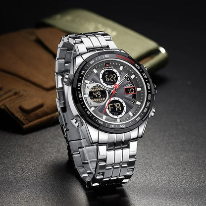 NAVIFORCE Montres à quartz pour hommes Nouvelle montre-bracelet sport double affichage étanche 30m Montre décontractée en acier inoxydable Relogio Masculino