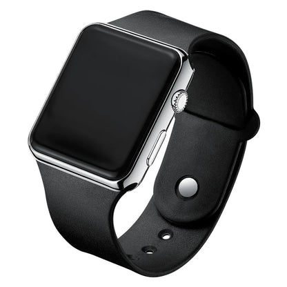 Montre numérique simple pour hommes femmes Mode sport Montre électronique LED Bracelet en silicone noir Montre décontractée pour hommes Reloj Hombre