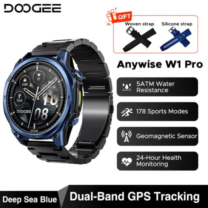 Smartwatch DOOGEE ANYWISE W1 PRO 1,43'' Résistance à l'eau 5ATM 178 modes sportifs Suivi de la santé Capteur géomagnétique Cartes hors ligne