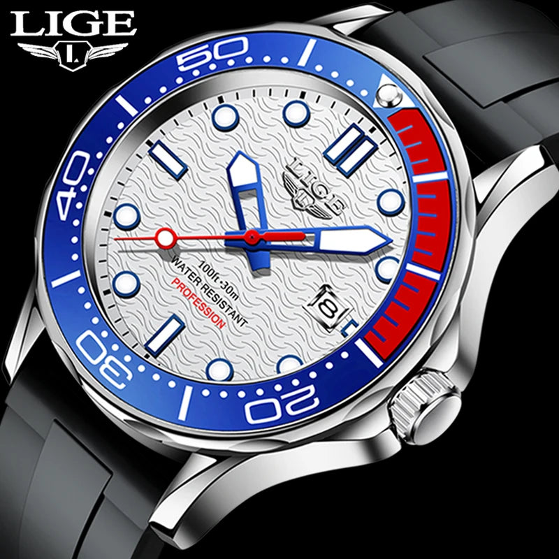 2026 LIGE Nouvelle Montre Homme D'Affaires Grande Marque Luxe Montre de Plongée Pour Hommes Étanche Date Horloge Montre de Sport Relogio Masculino+Boîte