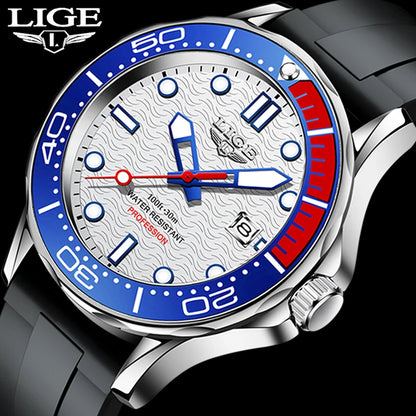 2026 LIGE Nouvelle Montre Homme D'Affaires Grande Marque Luxe Montre de Plongée Pour Hommes Étanche Date Horloge Montre de Sport Relogio Masculino+Boîte