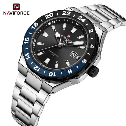 NAVIFORCE – Montre de luxe sportive à quartz, lumineuse, avec calendrier, pour homme, en acier inoxydable, étanche, Relogio Masculino