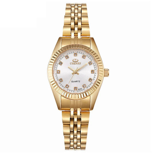 ChronoState Golden Aura Rhinestone Quartz Watch for Women