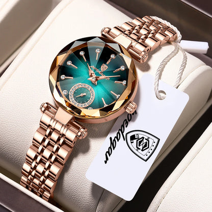 POEDAGAR Montres Exquises et Élégantes pour Femmes Étanche Cuir Haute Qualité Originale Montre Femme Quartz Montre-bracelet Dame