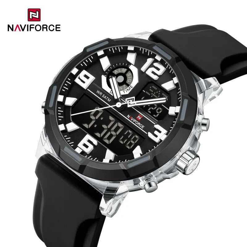 NAVIFORCE 2026 Montre homme nouvelle 5ATM étanche Double affichage Chronographe Réveil Montre-bracelet Montres tendance pour homme NF7130
